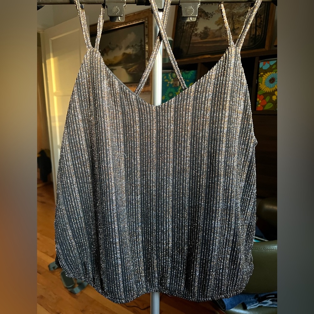 Express Metallic Black Gold Camisole
